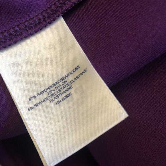 Lands End Petite Womens 10P Purple Shift Dress Ruffle Hem 3/4 Sleeve Pockets - Picture 8 of 8